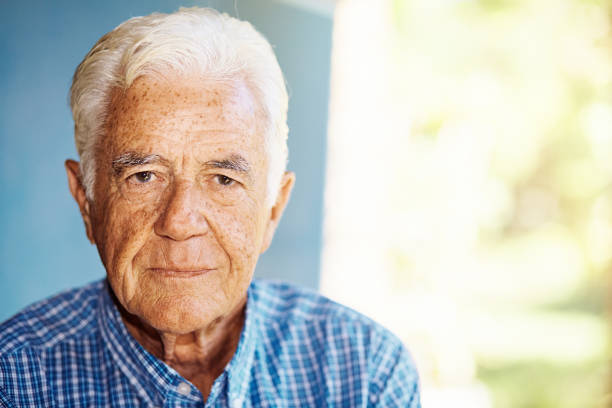 istock Portrait of a handsome elderly man, looking serious and thoughtful 1436097970