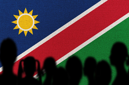Family with Namibian Flag.