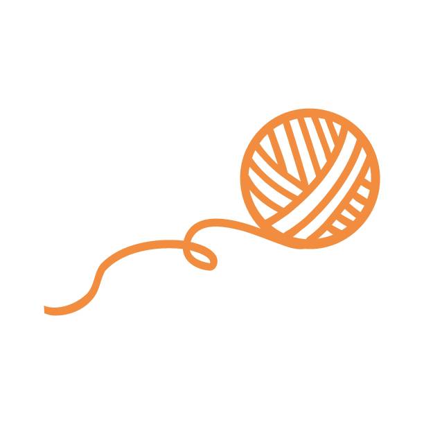 ilustrações, clipart, desenhos animados e ícones de doodle esboça o ícone da bola de fio para tricô. ilustração vetorial desenhada à mão de suprimentos de tricô, itens de hobby, tempo de lazer - knitting sweater crochet wool