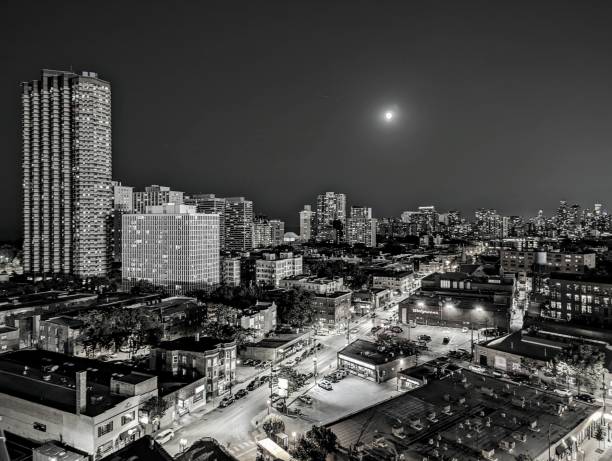 chicago, preto e branco - chicago black and white contemporary tower - fotografias e filmes do acervo