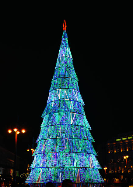 istock christmas tree decoration in a modern city center at night 1436101382