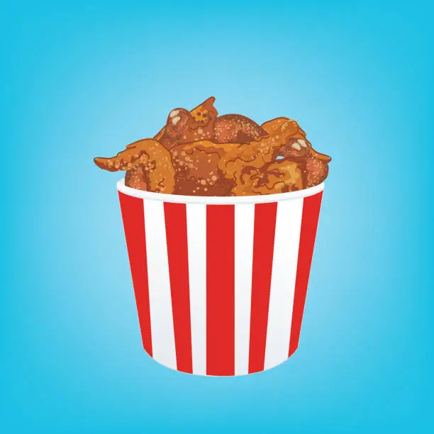 Vector illustration of Fried Chicken on a Blue Background