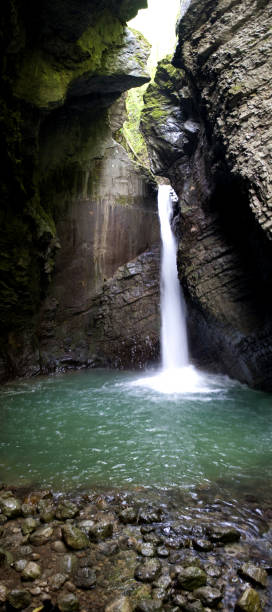 istock Vertical Panoramic of Kozjak Waterfall in Julian Alps 1436103738
