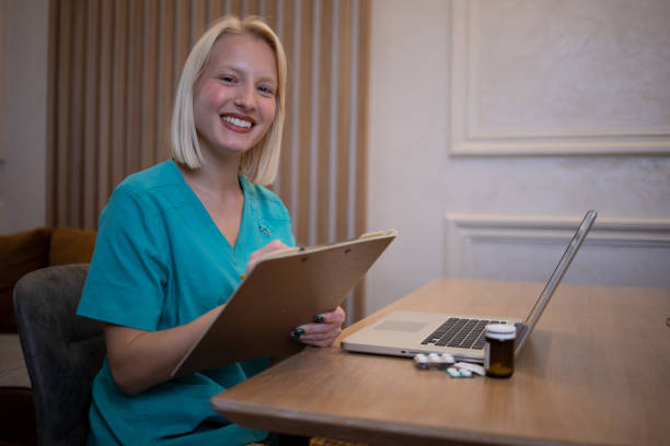 istock Young doctor on a video call with a patient 1436104191