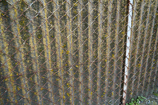 Metal wire mesh fence with plastic in front