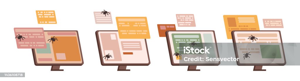 Displays With Software Interface And Bugs Isolated Laptops Or Computers ...