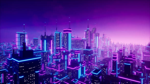 istock Metaverse city or cyberpunk concept, 3d render 1436109538