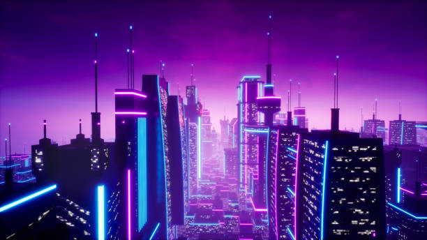 istock Metaverse city or cyberpunk concept, 3d render 1436109542