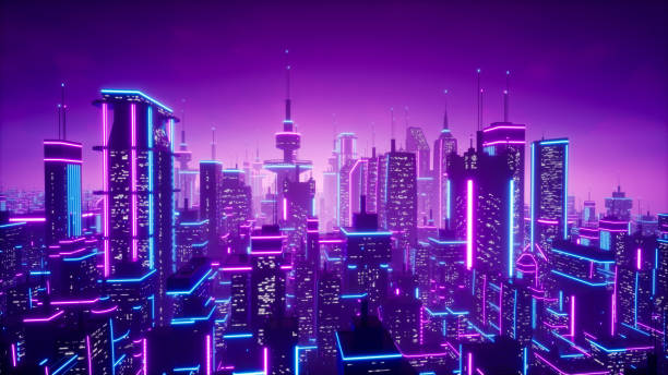 istock Metaverse city or cyberpunk concept, 3d render 1436109549