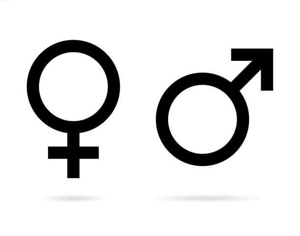 male female symbols brush stroke grunge gender symbols design elements human genome code stock illustrations