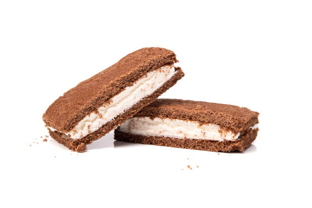 istock Tasty chocolate biscuit cake isolated 1436116736