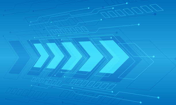 istock Blue arrows technology circuit zoom speed motion futuristic design ultramodern background vector 1436118315
