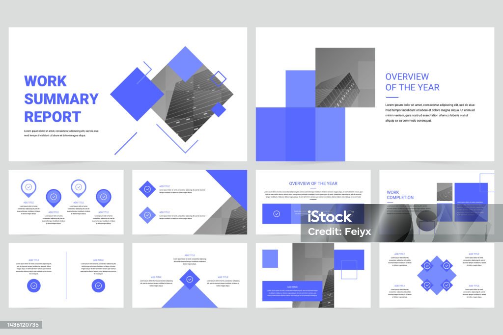 Example Simple Report Slides Simple Work Report Presentation Presentation Stock Illustration ...