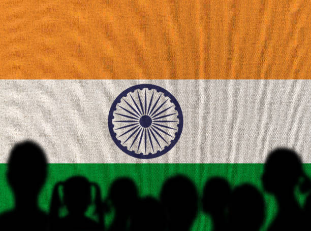istock Silhouette People with Indian Flag 1436121606