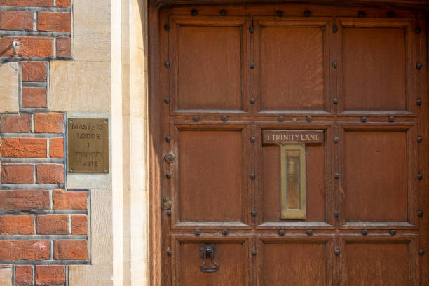 College door in Cambridge, Cambridgeshire, England, UK.   This is the entrance to the Masters Lodge for Trinity College.