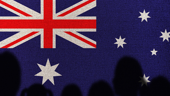 Family with Australian Flag.