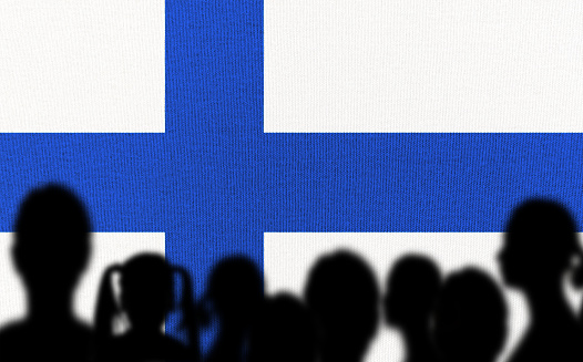 Family with Finnish Flag.