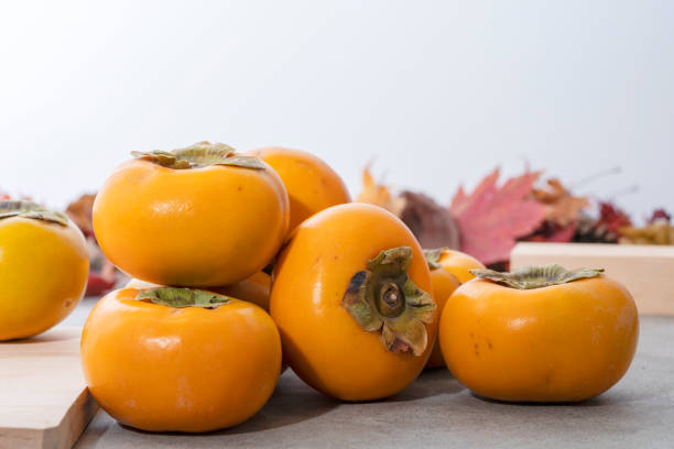 Hard and sweet persimmons in autumn