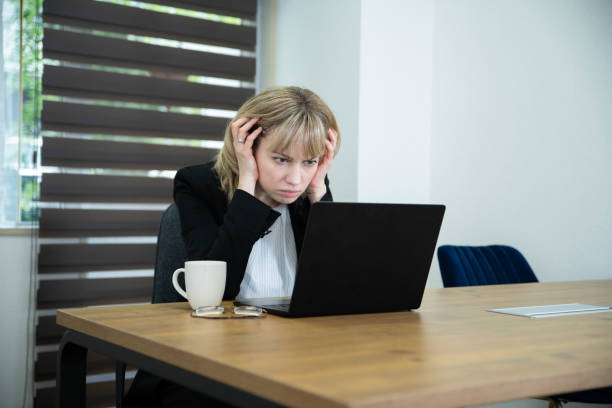 istock An office worker lady surprised the desk 1436128374