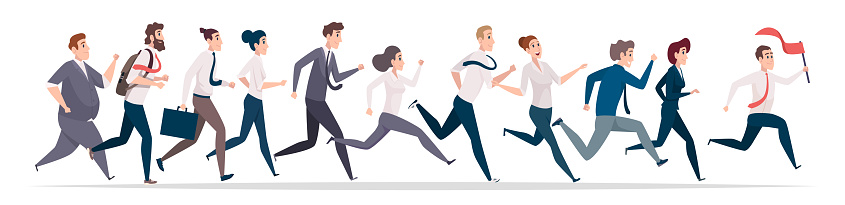 Running At Work Business Running Male And Female Characters Managers Running At Work ...