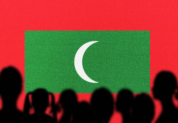 Family with Maldives Flag.