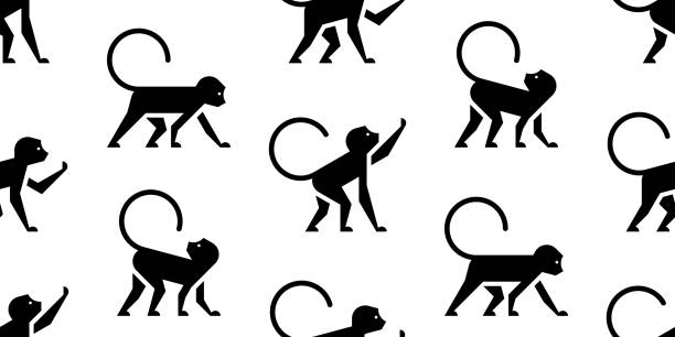 nahtloses muster mit monkeys - 8435 stock-grafiken, -clipart, -cartoons und -symbole