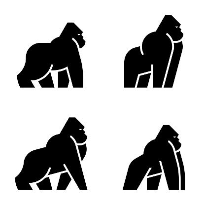 Set of Gorilla, Gorilla . Icon design. Template elements