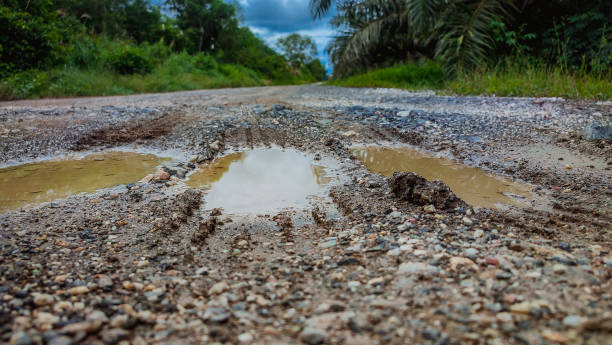 istock Broken roads in the countryside 1436133541
