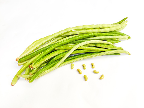 Black eyed peas heap closeup isolated on white