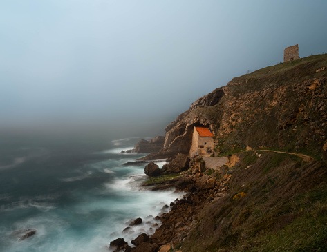 Hermitage of Santa Justa, Cantabria, Spain in cloudy day