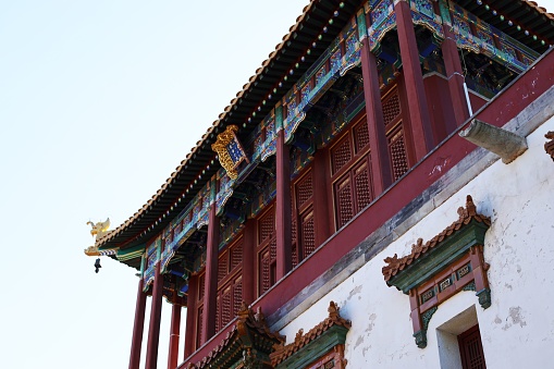 The details of the Xiangshan Zongjing Dazhao temple in Beijing, China.