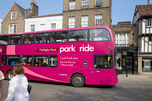 Park and ride bus in Cambridge, Cambridgeshire, England, UK.