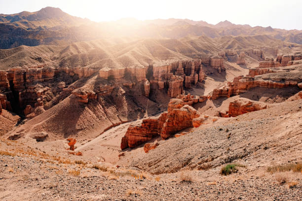 istock Panoramic view of Charyn Canyon in Kazakhstan during sunrise 1436140625