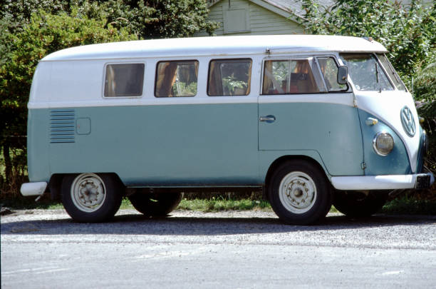 Auckland, New Zealand, December 20, 2989 - Vintage VW Bus T1 parked in a side street of Auckland