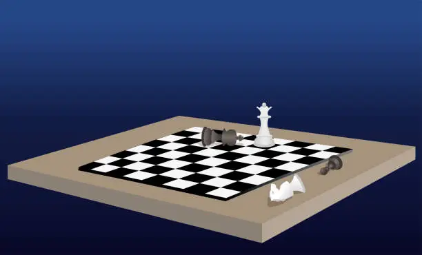 Vector illustration of Chess White Queen Wins Game