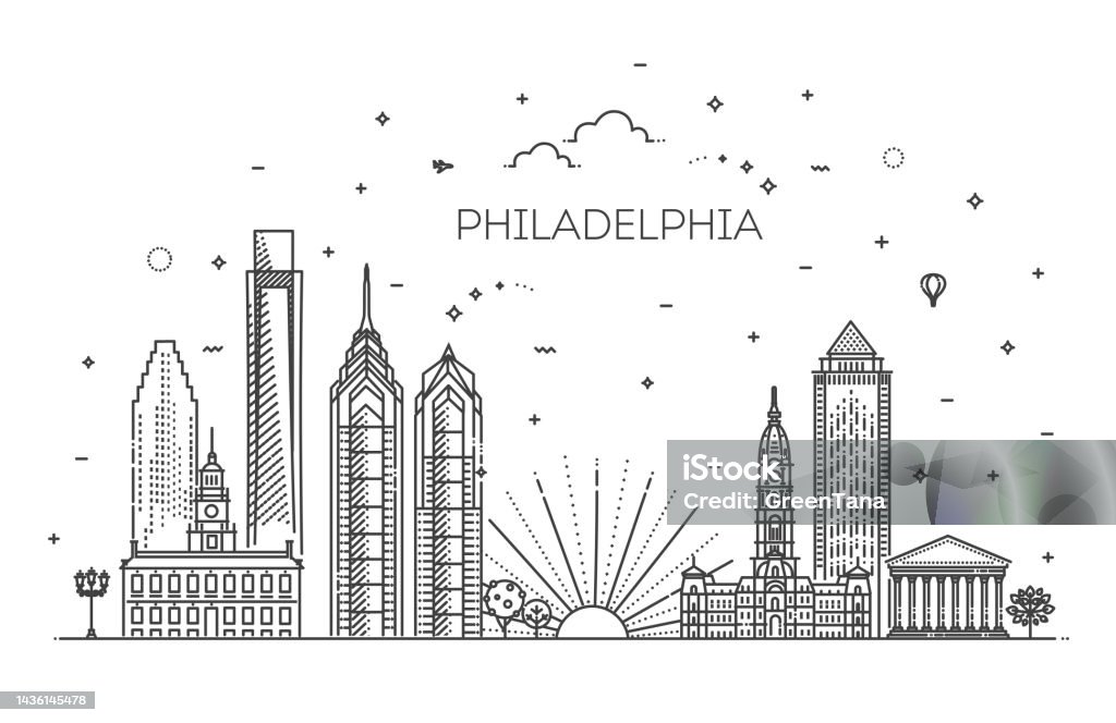 Philadelphia Icon Vector Philadelphia Architecture Line Skyline Illustration Linear Vector ...