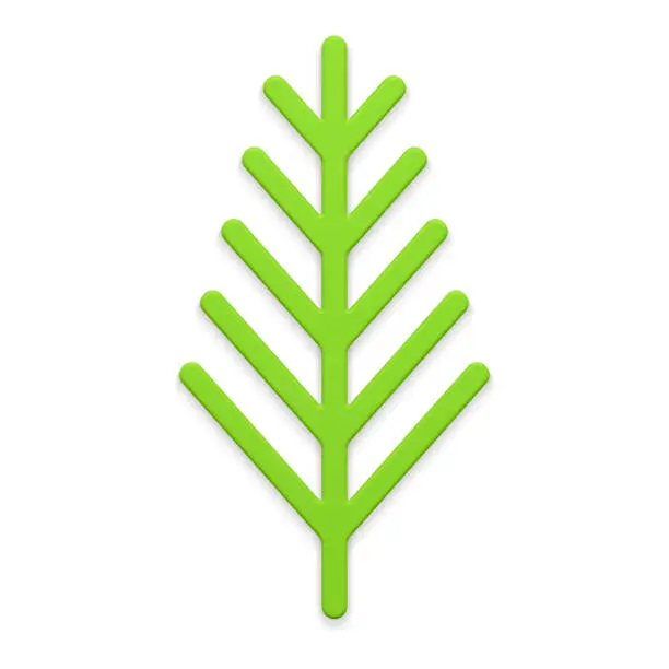 Vector illustration of Green realistic vertical coniferous tree branch slim stick with needles 3d template vector