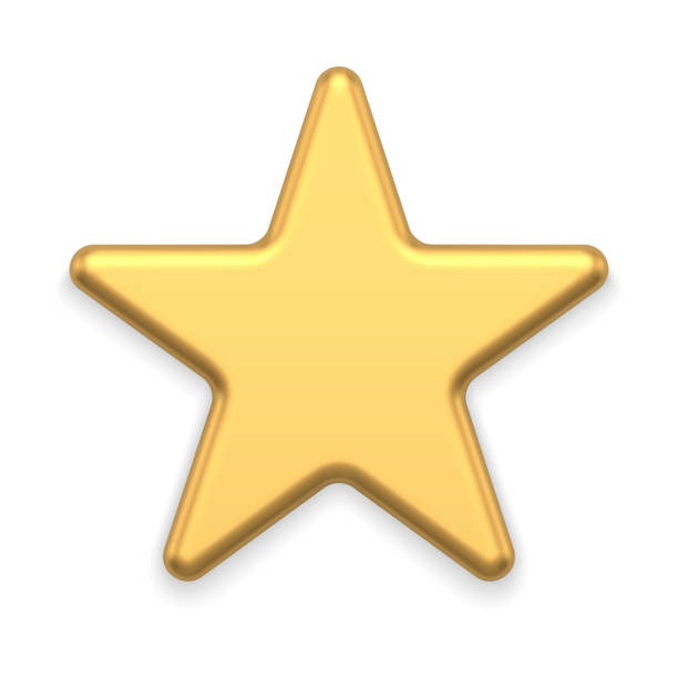 istock Premium five pointed star realistic metallic golden bauble festive holiday decor 3d template vector 1436145974