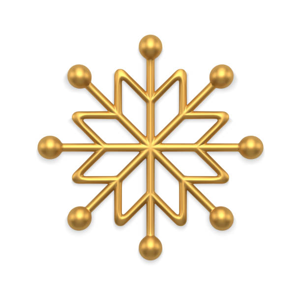 istock Premium Christmas toy golden glossy metallic snowflake decorative circle ornament vector 1436147131