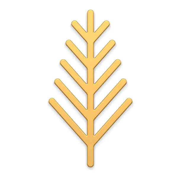Vector illustration of Premium vertical spruce branch slim stick with needles metallic glossy decorative bauble 3d vector