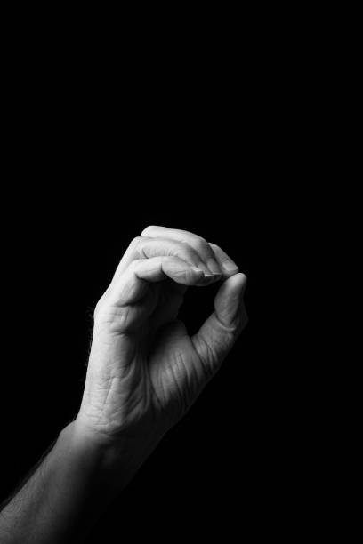 istock Hand demonstrating the Japanese sign language letter 'O' or '' with copy space 1436147797