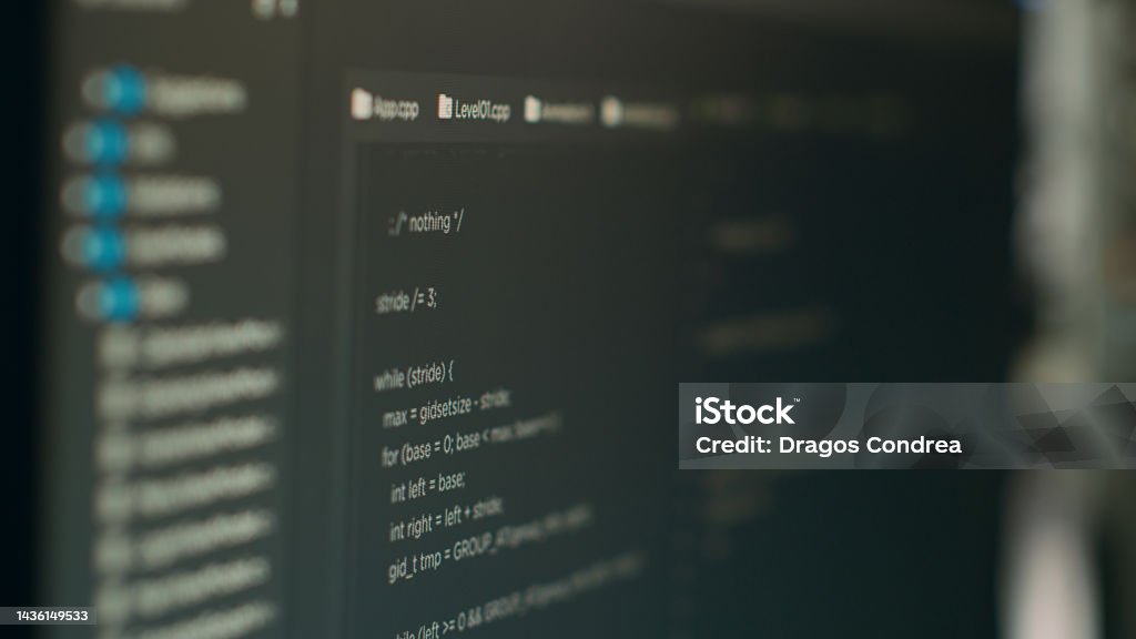 Computer Display Of Software Developer Typing Database Functions Script ...