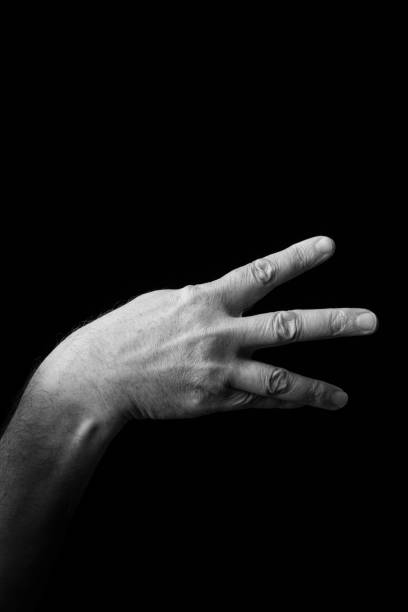 istock Hand demonstrating the Japanese sign language letter 'MI' or '' with copy space 1436149964