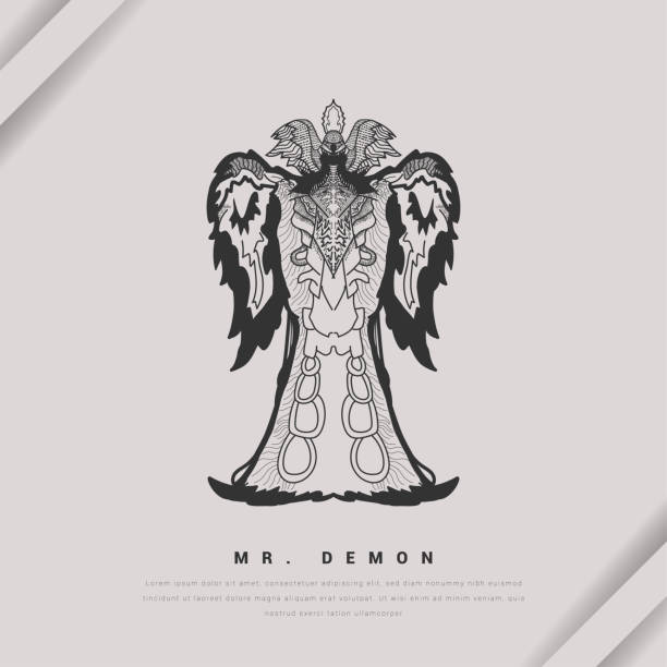 Demon Artwork With Abstract Ornaments Devil King Cartoon Illustration  Suitable For Wallpaper Banner Background Card Book Illustration Tshirt  Design Sticker Cover Tattoo Stock Illustration - Download Image Now - iStock