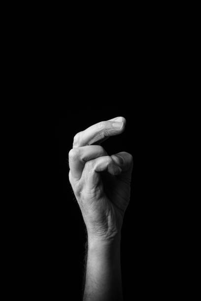 istock Hand demonstrating the Japanese sign language letter 'RO' or '' with copy space 1436150564
