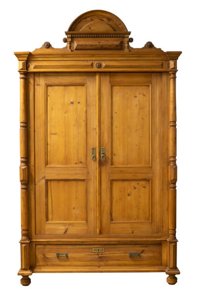 istock Antique vintage wood wardrobe isolated on white 1436151133