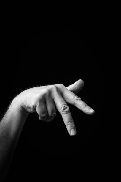 istock Hand demonstrating the Japanese sign language letter 'SU' or '' with copy space 1436151198