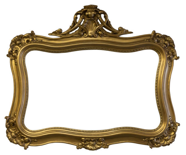 istock gold frame or photo frame isolated on the white background. 1436151217