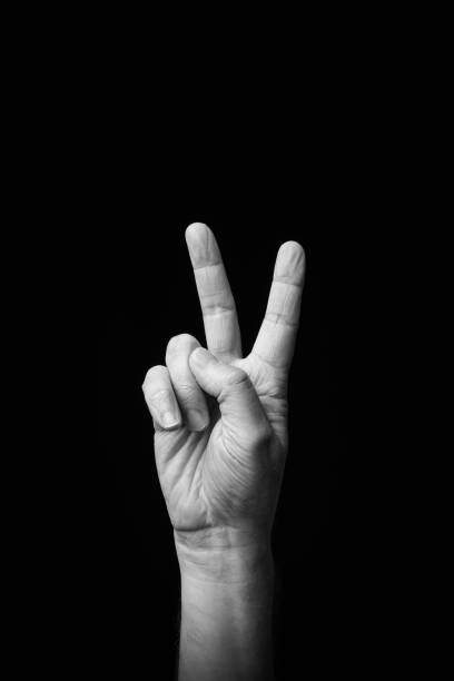 istock Hand demonstrating the Japanese sign language letter 'KA' or '' with copy space 1436151425