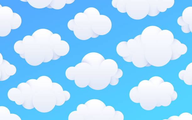 puszyste chmury tło - cumulus cloud cloud cloudscape fluffy stock illustrations